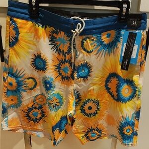 O'Neill Blue and Orange Men's Swim Board Shorts